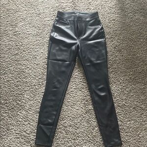 Express Jet Black Faux Leather Trousers